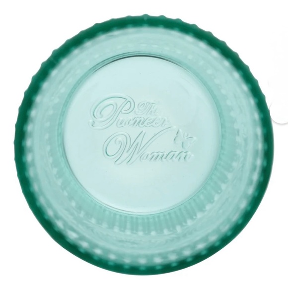 The Pioneer Woman Adeline 16-Ounce Teal Emboss Glass Tumblers, Set of 4 - Picture 3 of 6